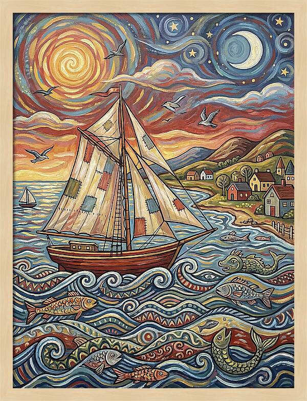 Sailboat Under Sunset Skies