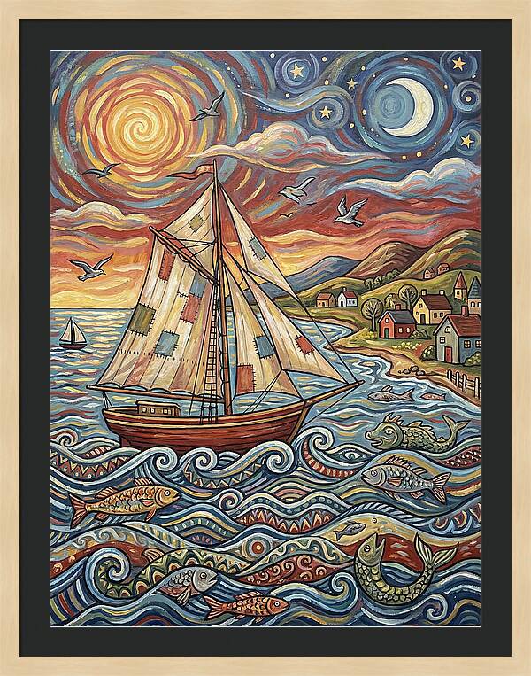 Sailboat Under Sunset Skies