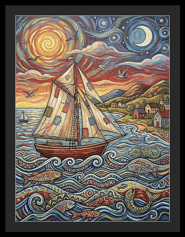 Sailboat Under Sunset Skies