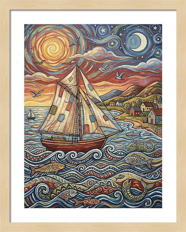 Sailboat Under Sunset Skies