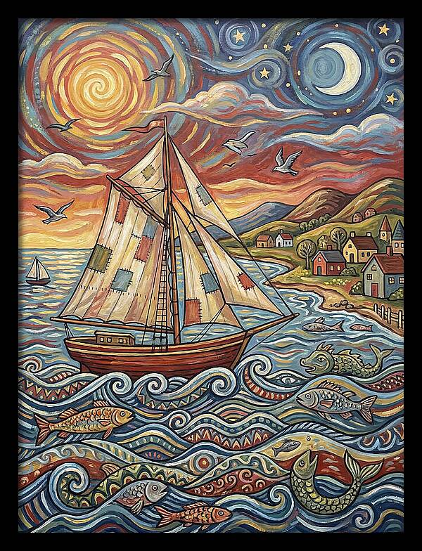 Sailboat Under Sunset Skies
