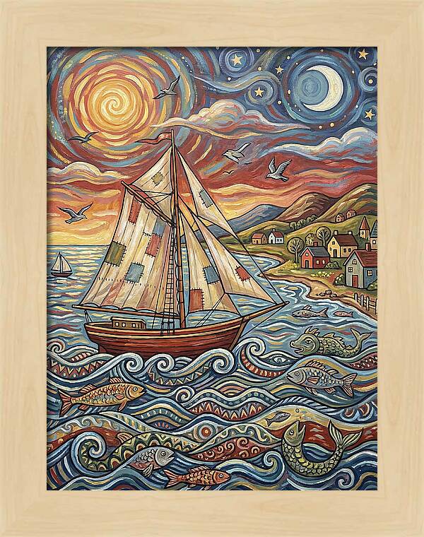 Sailboat Under Sunset Skies