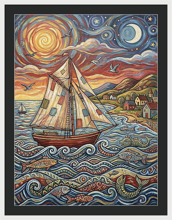 Sailboat Under Sunset Skies