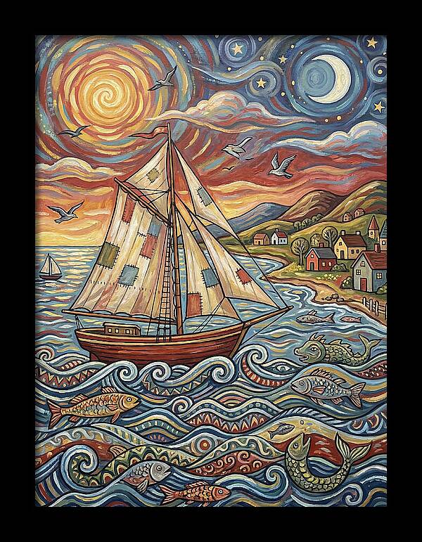 Sailboat Under Sunset Skies