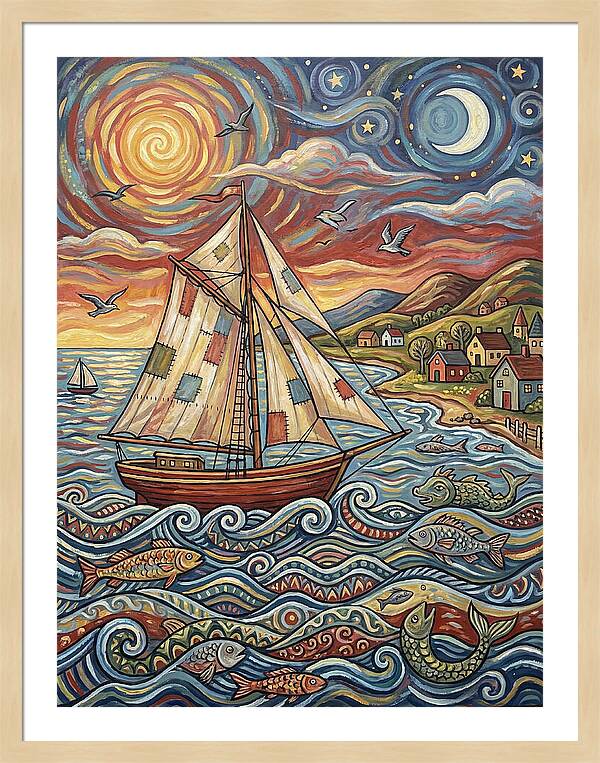 Sailboat Under Sunset Skies