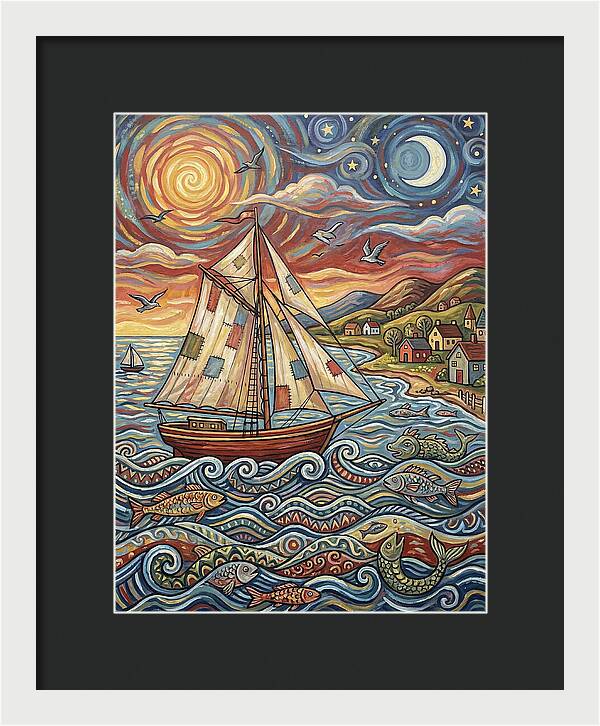 Sailboat Under Sunset Skies