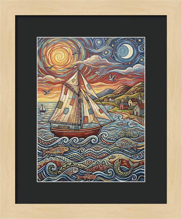 Sailboat Under Sunset Skies