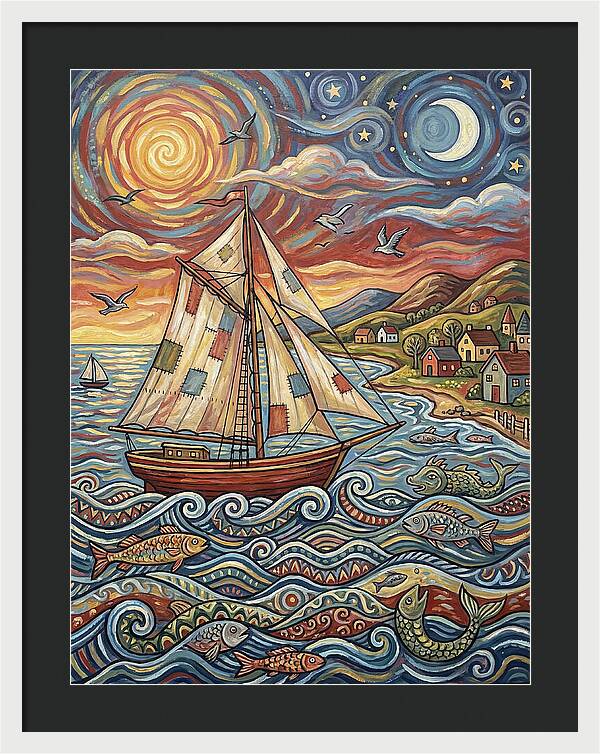 Sailboat Under Sunset Skies