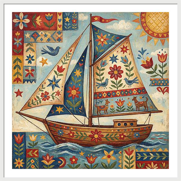 Sailboat With Folk Patterns