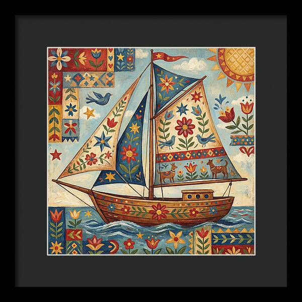 Sailboat With Folk Patterns