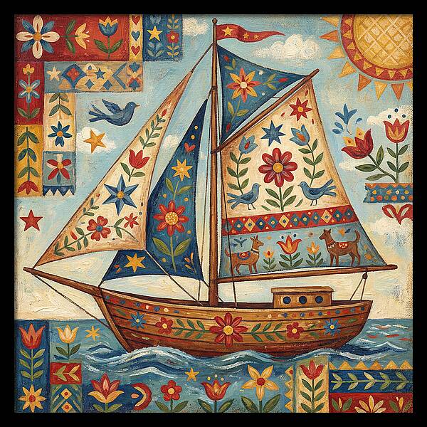 Sailboat With Folk Patterns