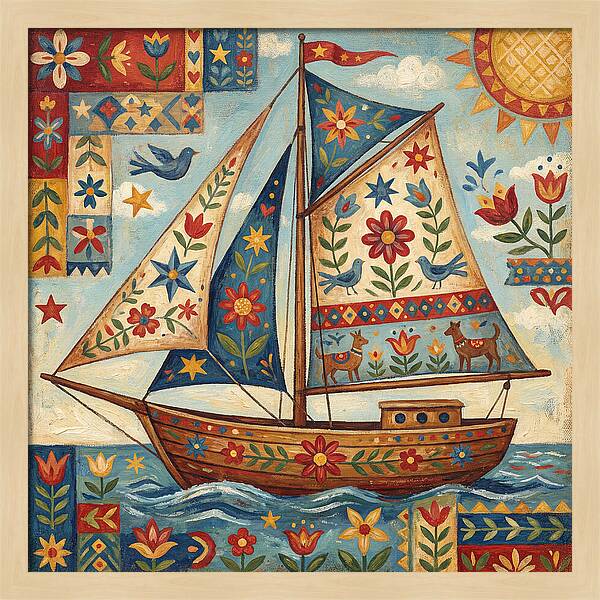 Sailboat With Folk Patterns