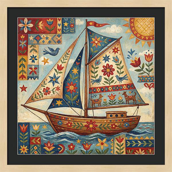 Sailboat With Folk Patterns