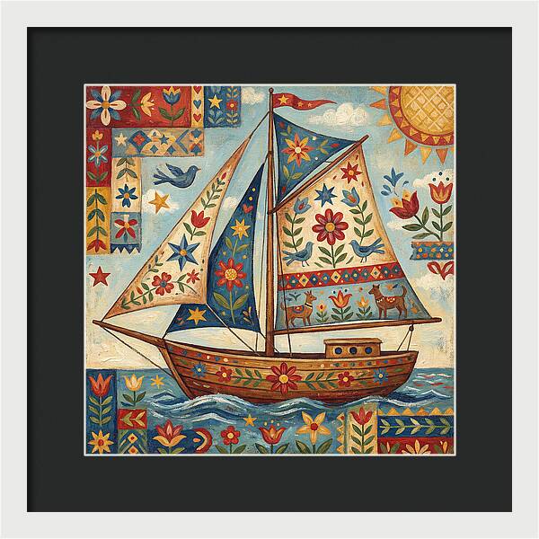 Sailboat With Folk Patterns
