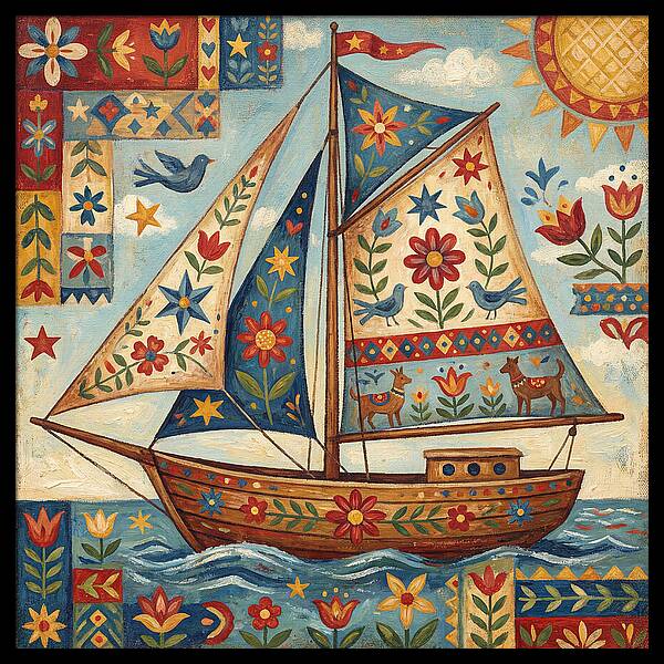 Sailboat With Folk Patterns