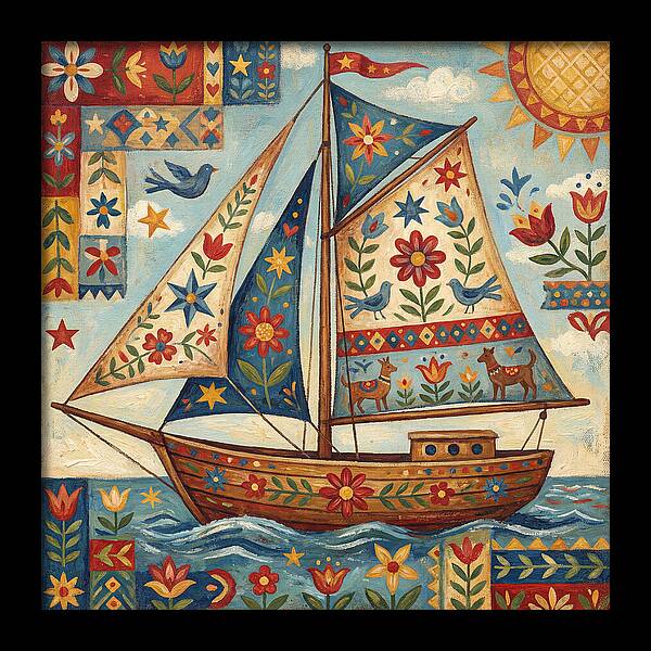 Sailboat With Folk Patterns