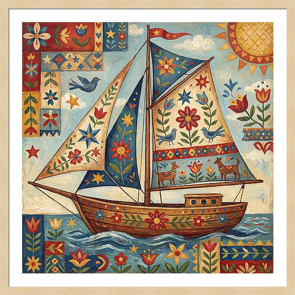 Sailboat With Folk Patterns
