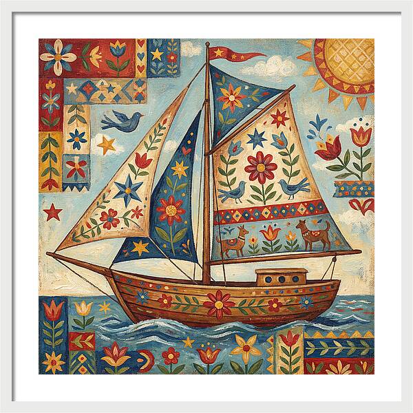 Sailboat With Folk Patterns