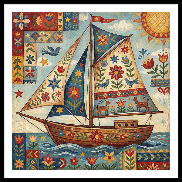 Sailboat With Folk Patterns