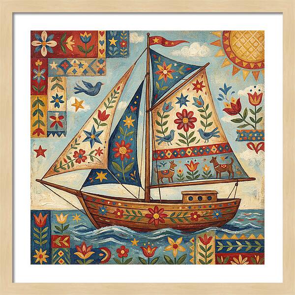 Sailboat With Folk Patterns