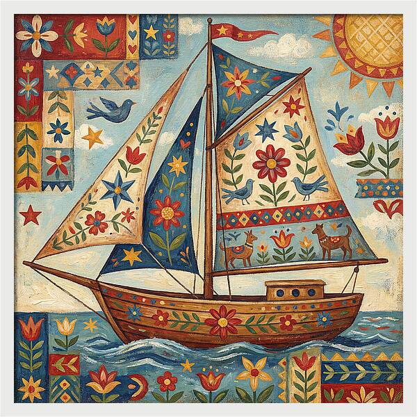 Sailboat With Folk Patterns