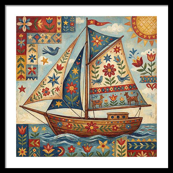 Sailboat With Folk Patterns