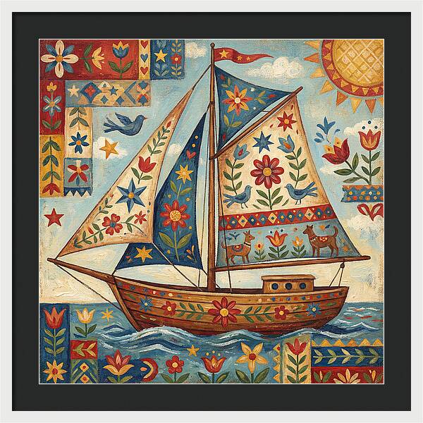 Sailboat With Folk Patterns