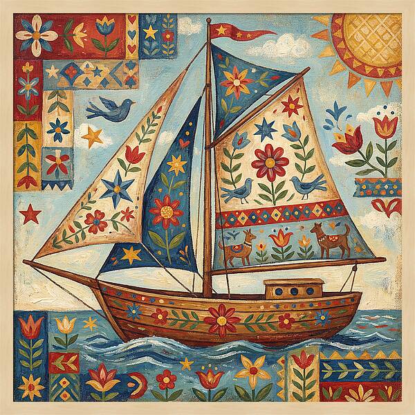 Sailboat With Folk Patterns