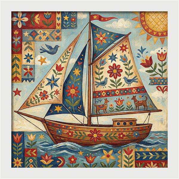 Sailboat With Folk Patterns