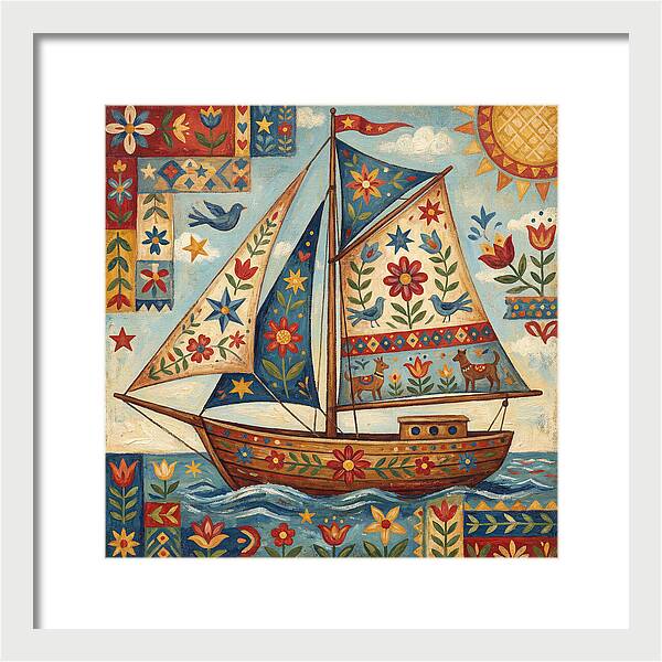 Sailboat With Folk Patterns