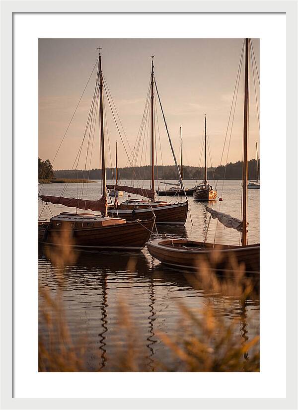 Sailboats Anchored In Tranquil Waters