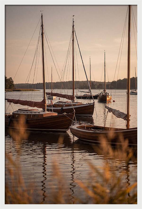 Sailboats Anchored In Tranquil Waters