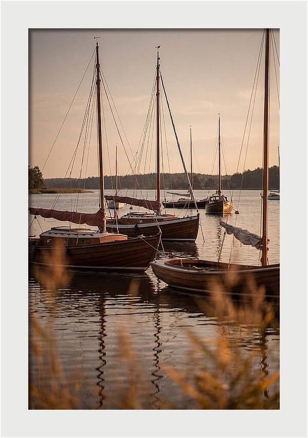 Sailboats Anchored In Tranquil Waters