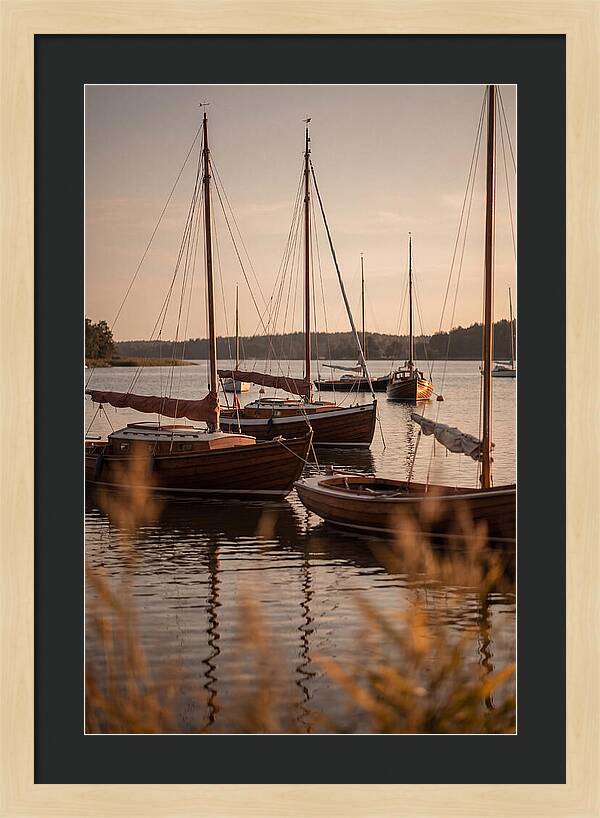 Sailboats Anchored In Tranquil Waters