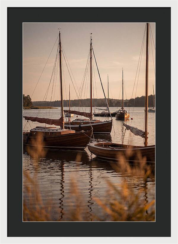 Sailboats Anchored In Tranquil Waters