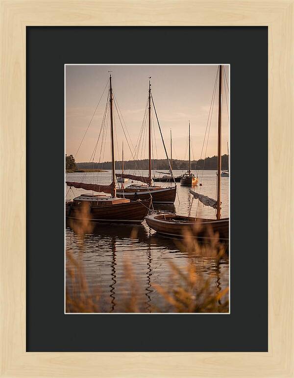 Sailboats Anchored In Tranquil Waters