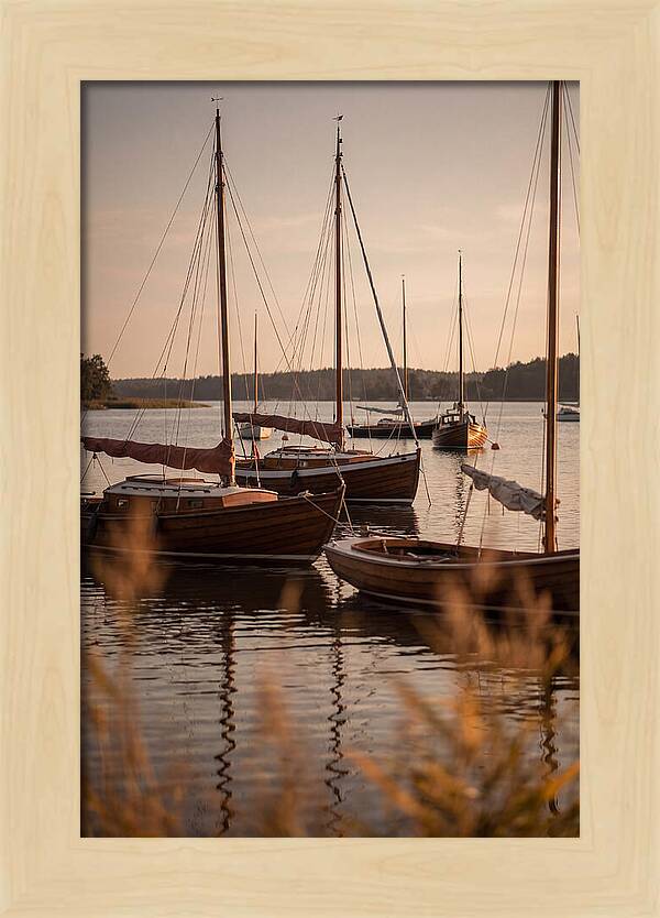 Sailboats Anchored In Tranquil Waters