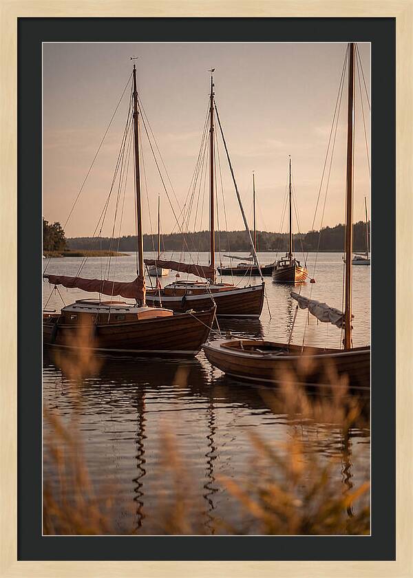 Sailboats Anchored In Tranquil Waters