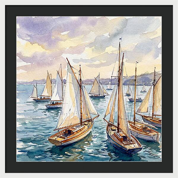 Sailboats Gliding Through Water
