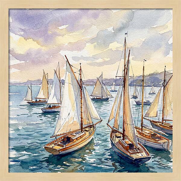 Sailboats Gliding Through Water