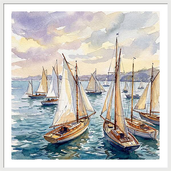 Sailboats Gliding Through Water