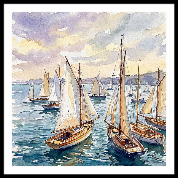 Sailboats Gliding Through Water