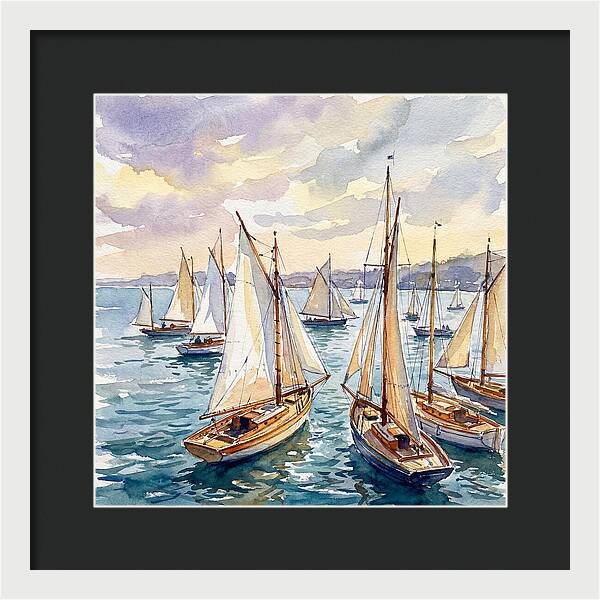 Sailboats Gliding Through Water