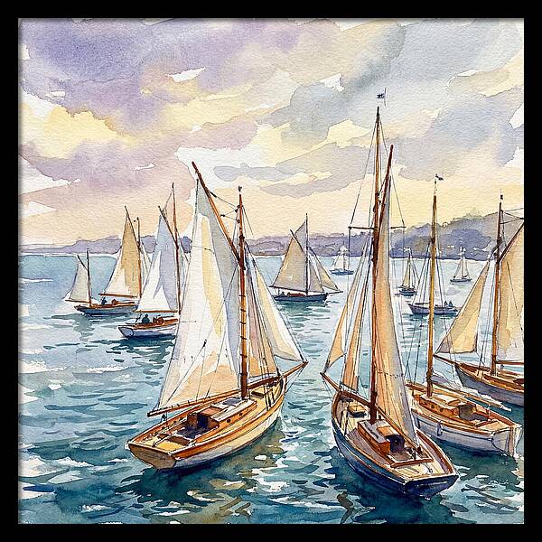 Sailboats Gliding Through Water