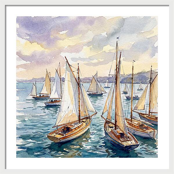 Sailboats Gliding Through Water