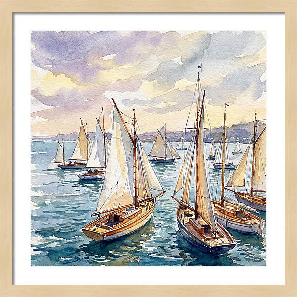 Sailboats Gliding Through Water