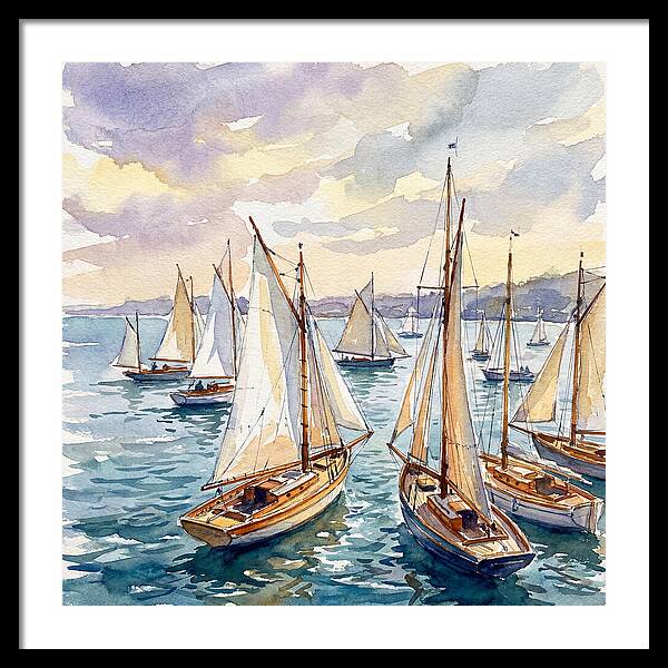 Sailboats Gliding Through Water