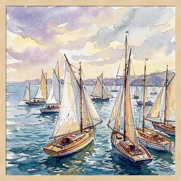 Sailboats Gliding Through Water