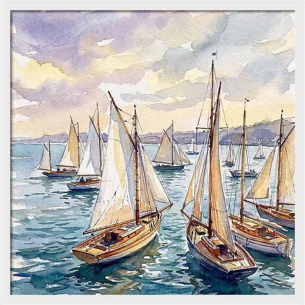 Sailboats Gliding Through Water