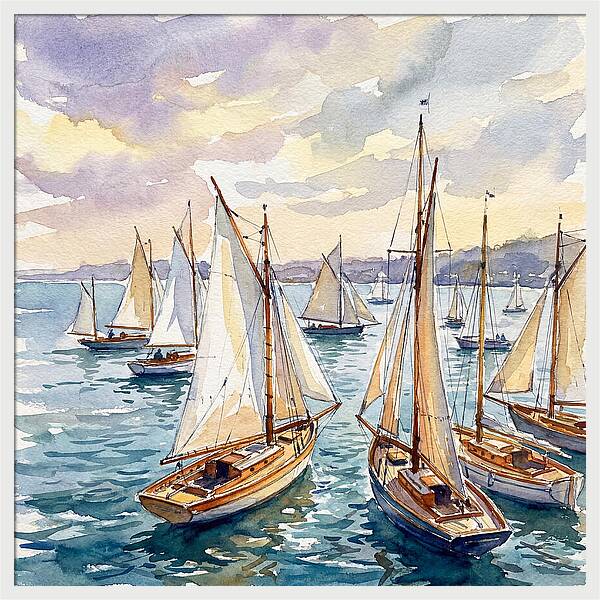 Sailboats Gliding Through Water